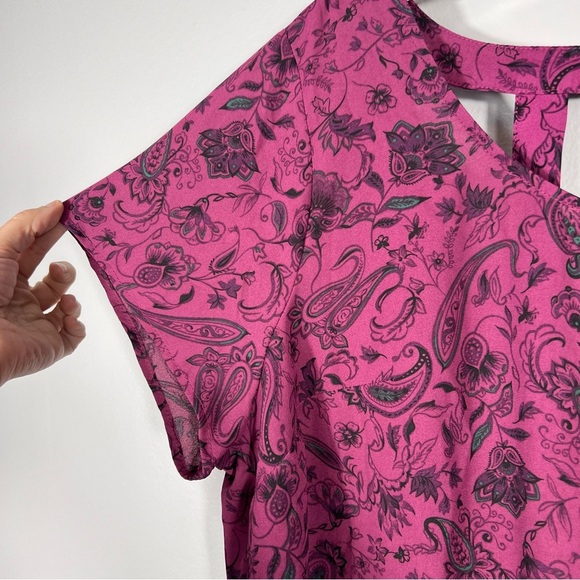 Torrid Purple Paisley Top Size 12 Large (0) Abbey Georgette Cage Back Blouse LNC - Picture 5 of 10